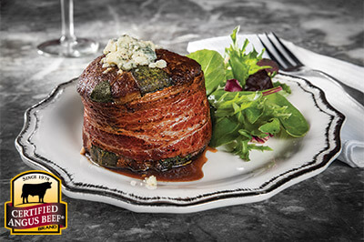 Blue Cheese Stuffed, Bacon and Sage Wrapped Filet recipe provided by the Certified Angus Beef® brand.