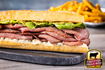 Roast Beef and Boursin on Baguette recipe provided by the Certified Angus Beef® brand.
