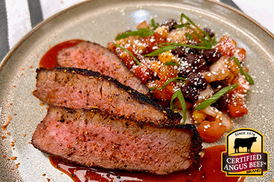 Coulotte with Black Bean and Hominy Salad recipe provided by the Certified Angus Beef® brand.