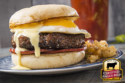Brunch Burger Benedict recipe provided by the Certified Angus Beef® brand.