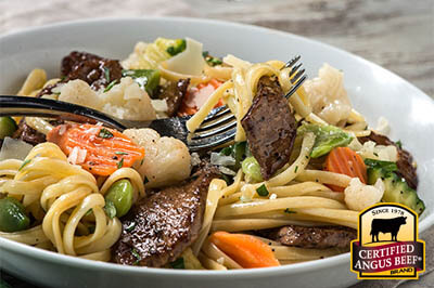 Beef Pasta Primavera recipe provided by the Certified Angus Beef® brand.