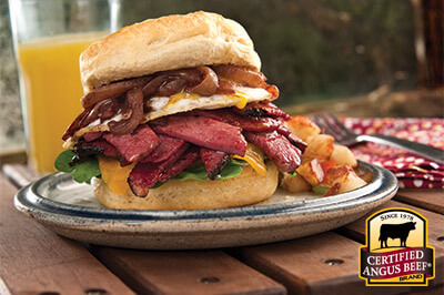 Corned Beef and Egg Biscuit Sandwiches recipe provided by the Certified Angus Beef® brand.