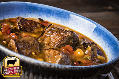 Cowboy Beef and Hominy Stew recipe provided by the Certified Angus Beef® brand.