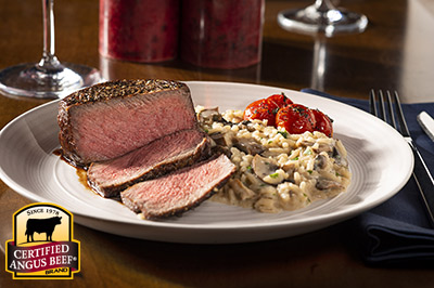 Steak with Mushroom Risotto recipe provided by the Certified Angus Beef® brand.