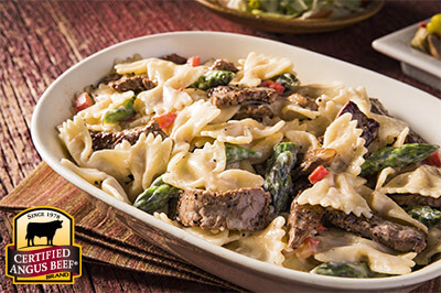 Beef and Bowtie Alfredo recipe provided by the Certified Angus Beef® brand.
