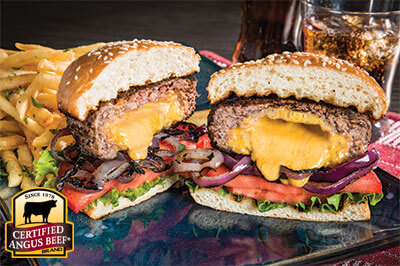 Cheesy 'Juicy Lucy' Burger recipe provided by the Certified Angus Beef® brand.