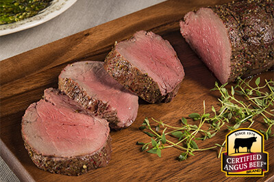 Pink Peppercorn and Smoked Salt Tenderloin Roast recipe provided by the Certified Angus Beef® brand.
