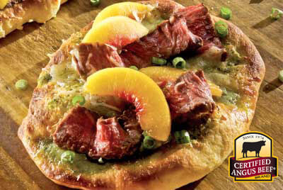 Sirloin and Peach Pizzas recipe provided by the Certified Angus Beef® brand.