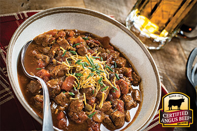 Game Day Steak Chili recipe provided by the Certified Angus Beef® brand.