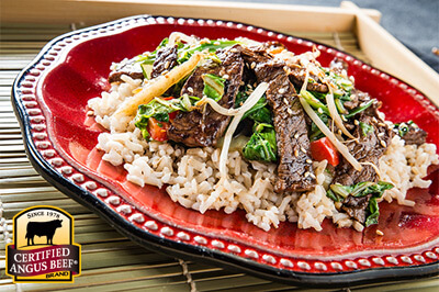 Japanese-Style Sirloin Rice Bowl recipe provided by the Certified Angus Beef® brand.