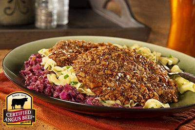 Pretzel Crusted Schnitzel recipe provided by the Certified Angus Beef® brand.