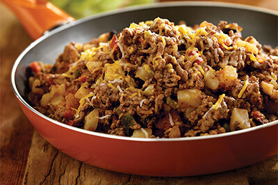 South-of-the-Border Beef Hash recipe provided by the Certified Angus Beef® brand.