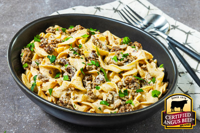 Ground Beef Stroganoff recipe provided by the Certified Angus Beef® brand.