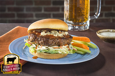 Buffalo-Style Hot Sauce Burgers recipe provided by the Certified Angus Beef® brand.