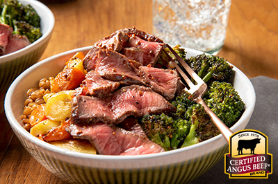 London Broil Protein Bowl recipe provided by the Certified Angus Beef® brand.