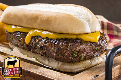 Philly Cheesesteak Burger recipe provided by the Certified Angus Beef® brand.