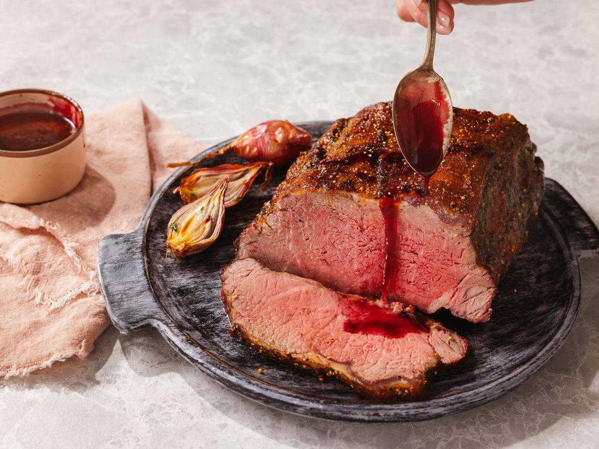 Strip Roast with Red Wine Reduction Sauce