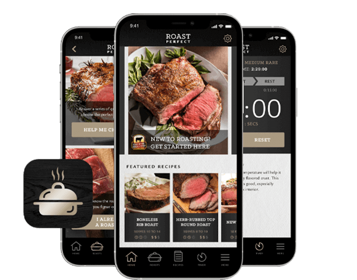 Roast Perfect App open on mobile devices