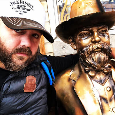 Bryan and Jack Daniel's Statue