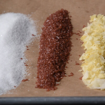 Lineup of different salts