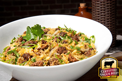 Pad Thai Spaghetti Squash Protein Bowl recipe provided by the Certified Angus Beef® brand.