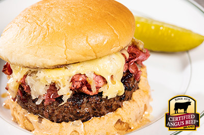 Reuben Burger  recipe provided by the Certified Angus Beef® brand.
