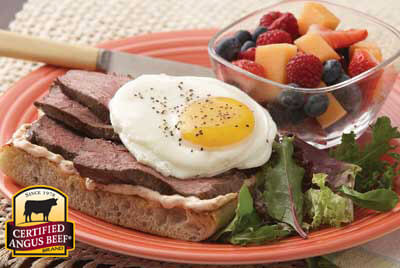 Grilled Sirloin Steak and Eggs recipe provided by the Certified Angus Beef® brand.