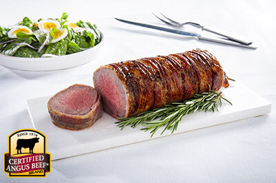 Bacon-Wrapped Tenderloin Roast with Maple and Rosemary recipe provided by the Certified Angus Beef® brand.