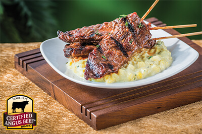 Boneless Short Rib Skewers with BBQ Sauce & Creamed Corn recipe provided by the Certified Angus Beef® brand.