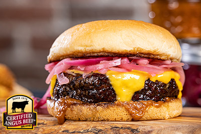 Smoked Burgers with Coffee Barbecue Sauce   recipe provided by the Certified Angus Beef® brand.