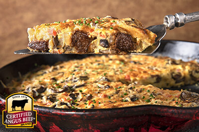 Beef Mushroom and Swiss Frittata recipe provided by the Certified Angus Beef® brand.