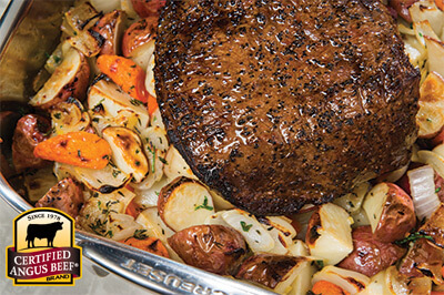 Reverse Sear Bottom Round Roast with Roasted Root Vegetables recipe provided by the Certified Angus Beef® brand.