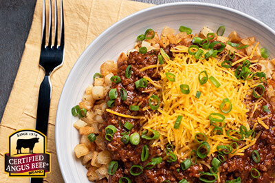 Chili Cheese Home Fries recipe provided by the Certified Angus Beef® brand.