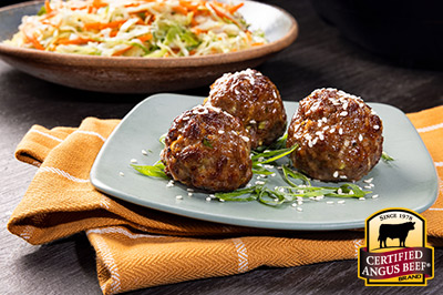 Air Fryer Ginger Soy Meatballs with Sesame Slaw  recipe provided by the Certified Angus Beef® brand.