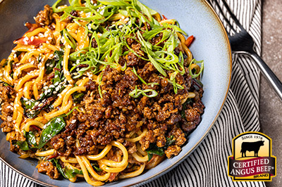 Spicy Szechuan Style Beef and Noodles  recipe provided by the Certified Angus Beef® brand.