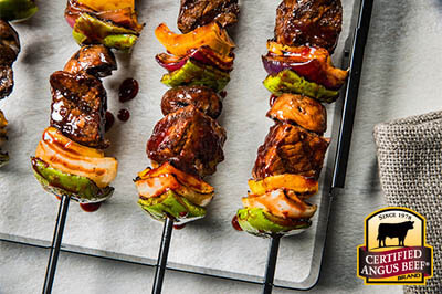 Cherry Barbecue Beef Kabobs recipe provided by the Certified Angus Beef® brand.