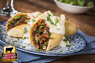 Smothered Beef Stuffed Shells recipe provided by the Certified Angus Beef® brand.