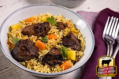 Instant Pot Beef Biryani recipe provided by the Certified Angus Beef® brand.