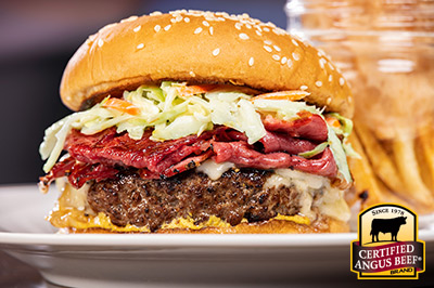 Pastrami Burger  recipe provided by the Certified Angus Beef® brand.
