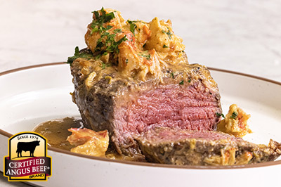 Smothered Turf and Surf recipe provided by the Certified Angus Beef® brand.