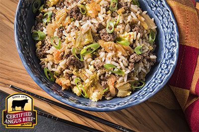 Beef and Kimchi Fried Rice Bowl recipe provided by the Certified Angus Beef® brand.