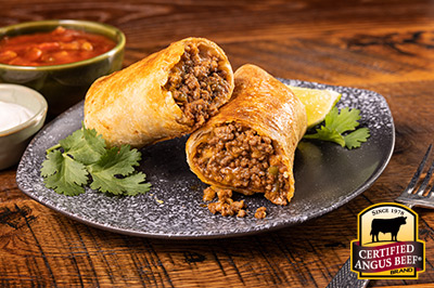Air Fryer Beef Chimichanga recipe provided by the Certified Angus Beef® brand.