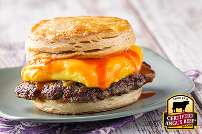 Beef Breakfast Sausage Biscuit Sandwich   recipe provided by the Certified Angus Beef® brand.