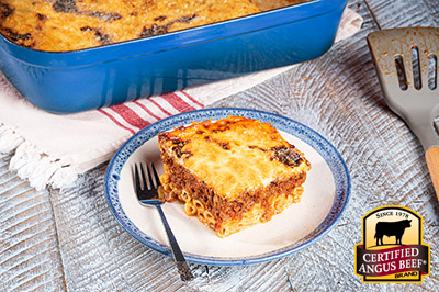 Pastitsio (Greek pasta bake)  recipe provided by the Certified Angus Beef® brand.