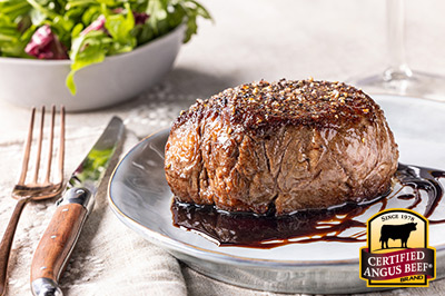 Seared Steaks with Balsamic Reduction recipe provided by the Certified Angus Beef® brand.